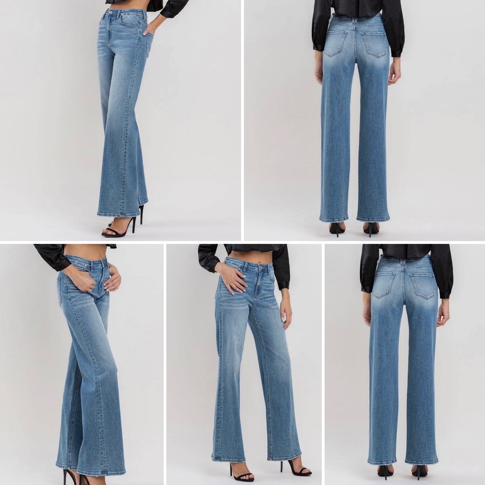 Wide Leg A-Line High Rise Jeans